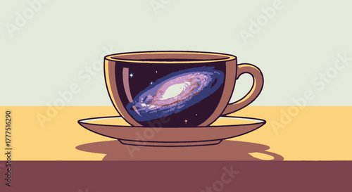 Cosmic Coffee Cup with Galaxy Reflection.
