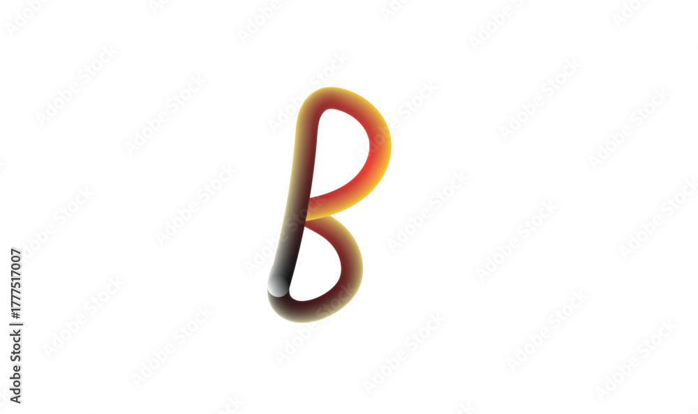 Fototapeta premium Abstract flowing colourful gradient letter b on white background with soft lighting