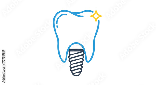 A clean and shiny tooth implant is shown in this illustration.