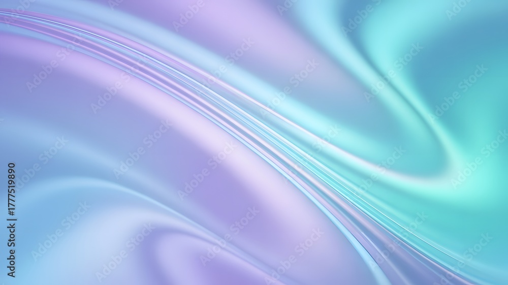 Fototapeta premium Smooth iridescent holographic gradient background with flowing pastel colors.