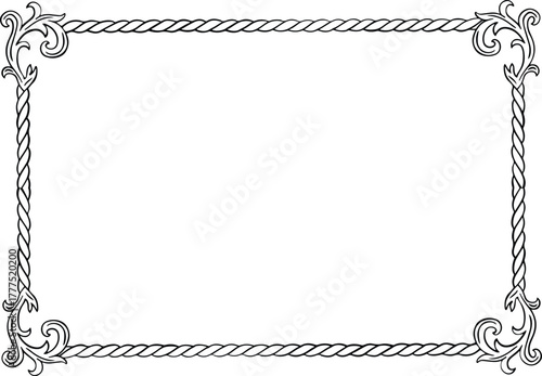 Vintage rope rectangle frame. Vector frame.