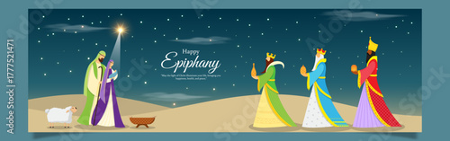 Vector illustration of Happy Epiphany social media template