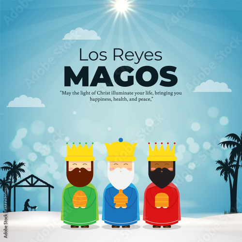 Vector illustration of Happy Epiphany social media template