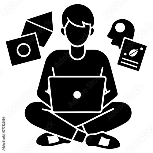 Social Media Blogger Freelancer Life Vector Illustration