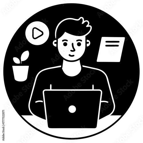 Social Media Blogger Freelancer Life Vector Illustration