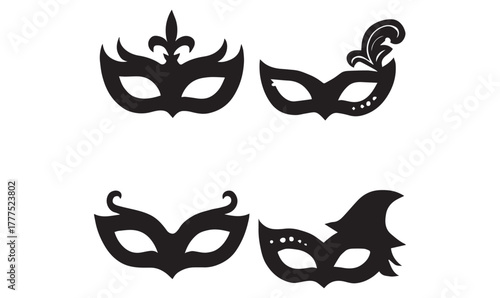 Masquerade Mask Silhouettes – Elegant Vector Icons for Costume and Party Designs