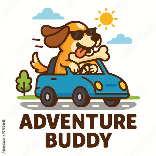 Happy dog chasing a ball in the park