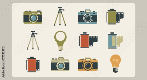Collection of Vintage Photography Equipment and Accessories.