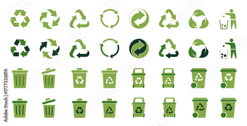 Recycle icon set. Ecology, eco friendly and environmental symbol. Recycling logo. Vector illustration.	