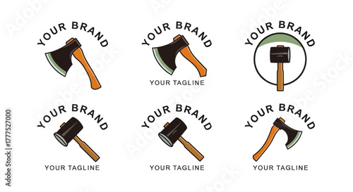 Collection of Axe and Hammer Logos for Brand Identity.