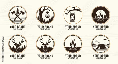 Collection of Vintage Outdoor Adventure and Camping Logo Designs.