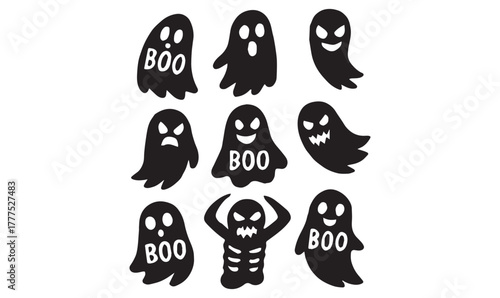 Halloween Ghost Silhouettes – Fun and Spooky Vector Icons for Festive Designs