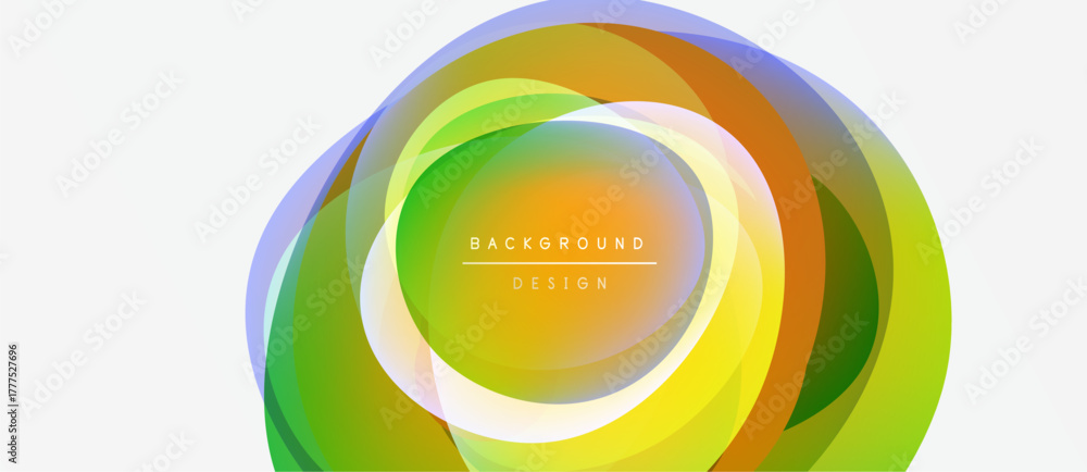 Obraz premium Abstract colorful layers create circular design. Gradient hues blend, forming dynamic visual effect. Modern background element.