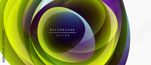 Abstract concentric circles. Vibrant colors blend, creating dynamic visual effect. Modern design element for backgrounds.