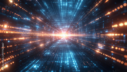 Wallpaper Mural Enter the vibrant future, a dynamic digital data stream tunnel glowing with energy, perfect for tech innovation and connectivity concepts. Torontodigital.ca