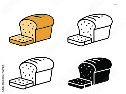 Four different styles of sliced bread shown in a grid.