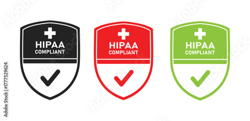 Hipaa compliance badge icon symbol healthcare security protection