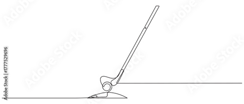 Continuous Line Art of Golf Club and Ball vector illustration
