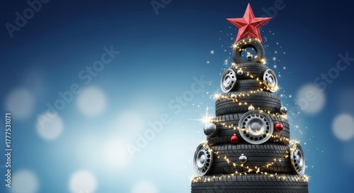 Christmas tree made of car tires