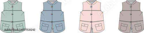 Colorful Vest Variations A Fashion Illustration Showcase with Diverse Color Options for Apparel Design