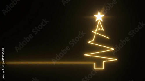 Minimalist Golden Laser Christmas Tree Animation on Black