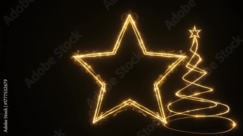 Dynamic Golden Christmas Elements: Glowing Light Trails & Stars