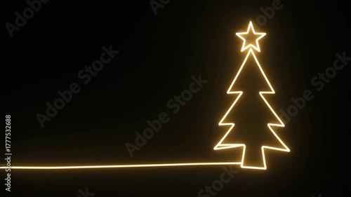 Radiant Golden Light Christmas Tree Art on Dark Background