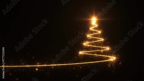 Magical Golden Christmas Tree Lights Animation