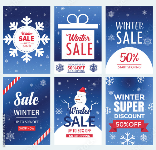 Collection of Winter Sale Promotional Posters and Flyers
