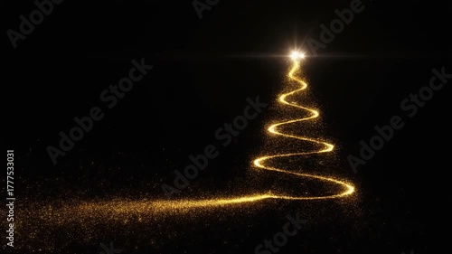 Dynamic Golden Sparkle Christmas Tree Formation