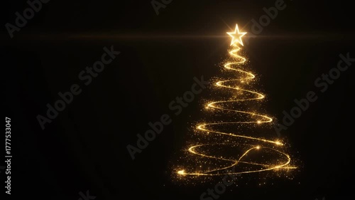 Abstract Golden Sparkle Christmas Trees on Black