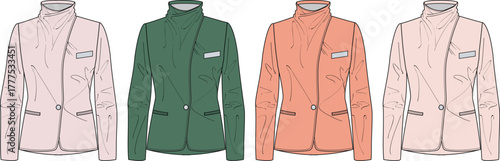 Tailored Jackets in Pastel and Earthy Tones Fashion Illustrations
