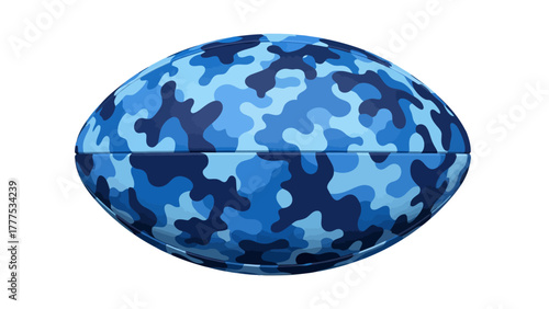 A blue camouflage football isolated on a white background