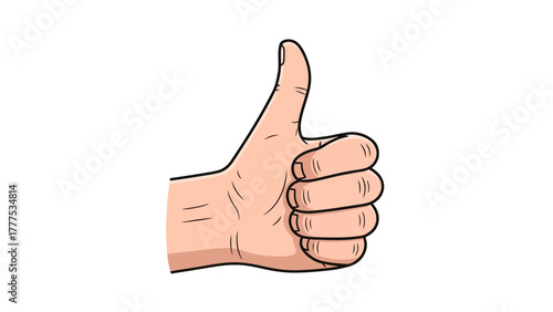 A cartoon hand giving a thumbs up gesture on a white background