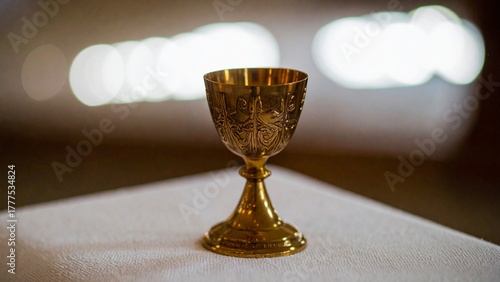 Golden Chalice on Church Altar