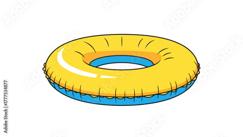 A cartoon inner tube with yellow and blue sections