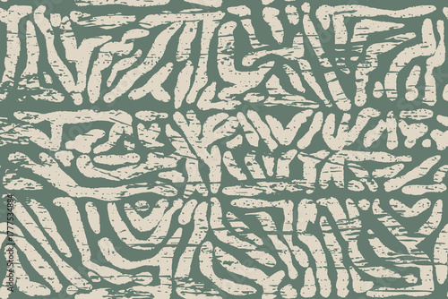 Abstract neutral lines seamless pattern in sage green. Geometric home decor. subtle Pastel beige aesthetic. Messy line pattern