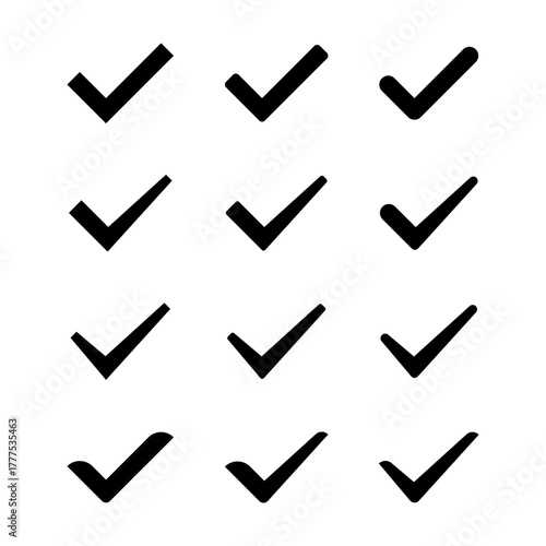 Check mark icon set collection. Tick and approval symbol. Checkmark and success sign