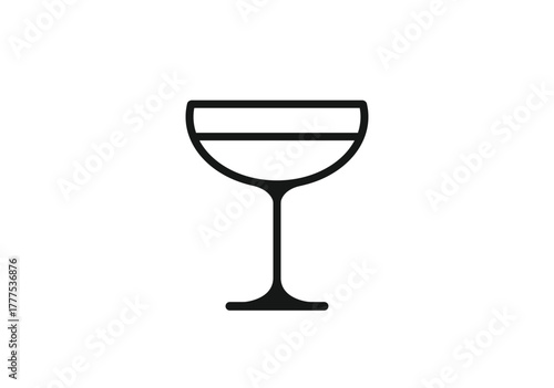 Minimalist cocktail icon with a sleek design. Cocktail in tall glass.  Cocktail vector icon on white background. Champagne glass. 