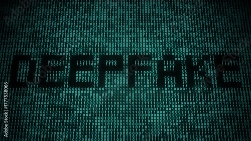 Binary deepfake AI animation with data distortion motion.