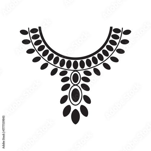 Black and White Ornate Neckline Yoke Design for Tunic or Dress