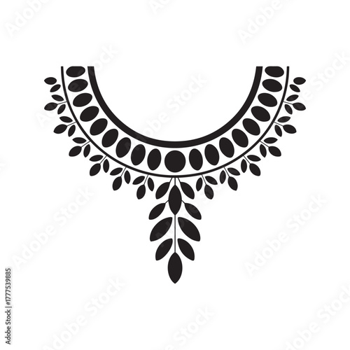 Black and White Ornate Neckline Yoke Design for Tunic or Dress