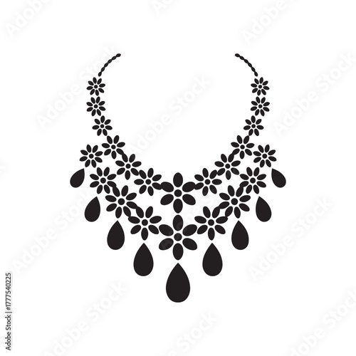 Black and White Ornate Neckline Yoke Design for Tunic or Dress