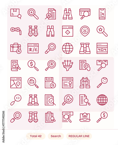 42 Regular Line Display Perfect Vector Icons tailored for Search High Resolution interface