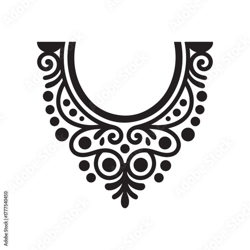 Black and White Ornate Neckline Yoke Design for Tunic or Dress