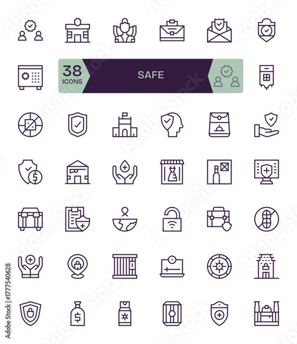 42 High Resolution Vector Icons for Safe in Pixel Optimized Regular Line Format