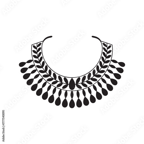 Black and White Ornate Neckline Yoke Design for Tunic or Dress