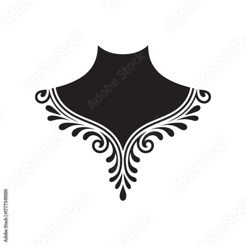Black and White Ornate Neckline Yoke Design for Tunic or Dress