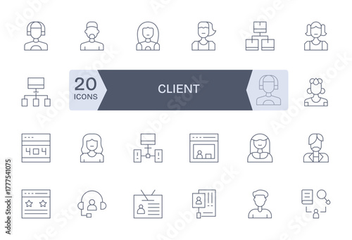 Client Modern Vector Collection with 24 Thin Line Retina Ready Pixel Optimized Icons