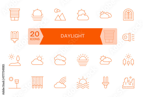 24 128x128 Thin Line Vector Icons optimized for Daylight Editable display